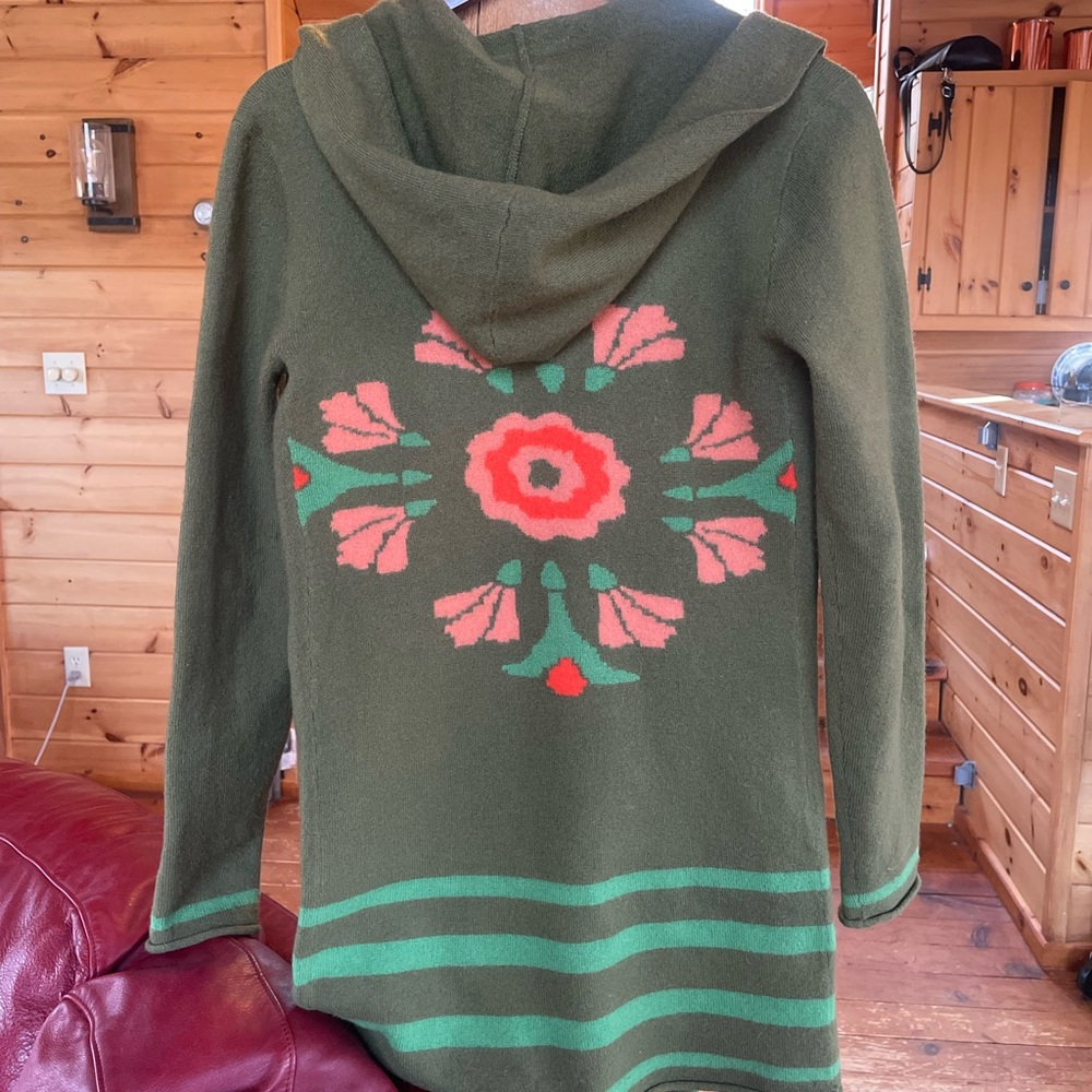 Toad & Co Wool Merino Heartfelt Hoodie Cardigan Green Olive size XS
